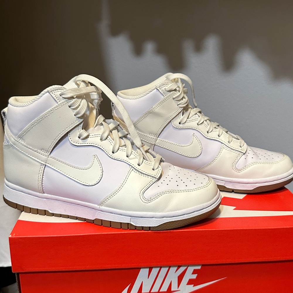 Cream Nike High Top Dunks